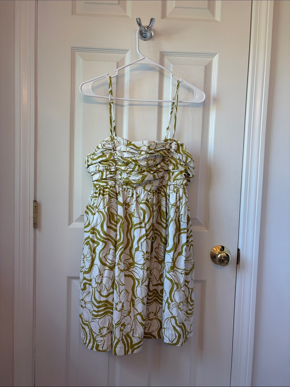 Olive Green Floral Mini Sundress with Adjustable Straps